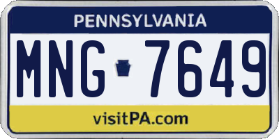 PA license plate MNG7649