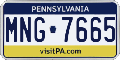 PA license plate MNG7665