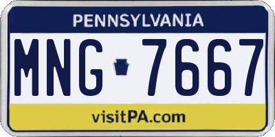 PA license plate MNG7667