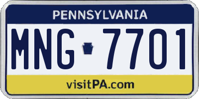 PA license plate MNG7701