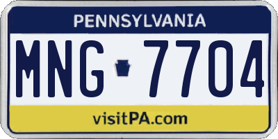 PA license plate MNG7704