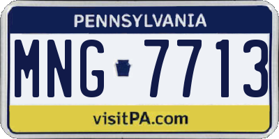 PA license plate MNG7713