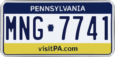 PA license plate MNG7741