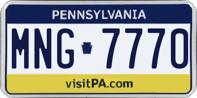 PA license plate MNG7770