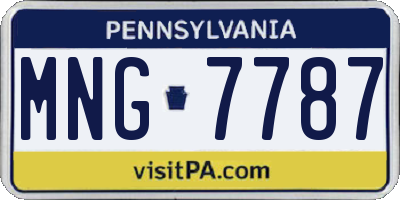 PA license plate MNG7787