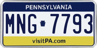 PA license plate MNG7793