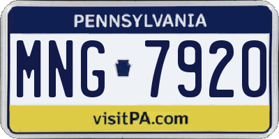 PA license plate MNG7920