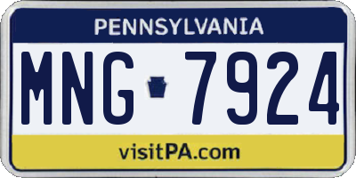 PA license plate MNG7924
