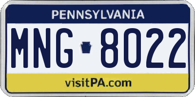 PA license plate MNG8022