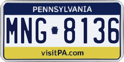 PA license plate MNG8136