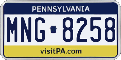 PA license plate MNG8258