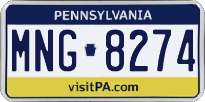PA license plate MNG8274