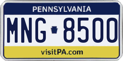 PA license plate MNG8500