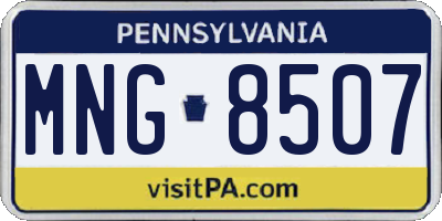 PA license plate MNG8507
