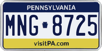 PA license plate MNG8725