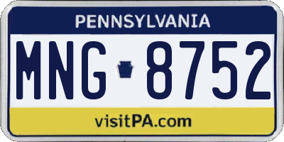PA license plate MNG8752