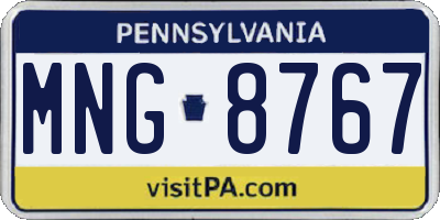 PA license plate MNG8767