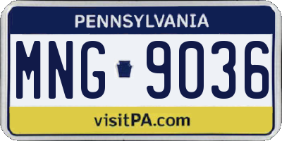 PA license plate MNG9036
