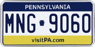 PA license plate MNG9060