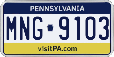 PA license plate MNG9103