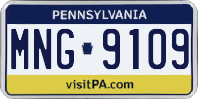 PA license plate MNG9109