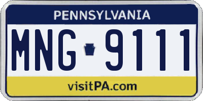 PA license plate MNG9111