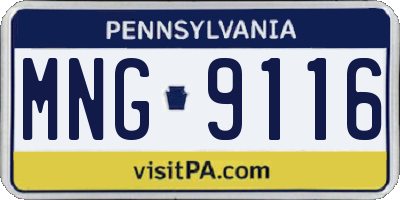 PA license plate MNG9116