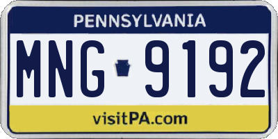 PA license plate MNG9192