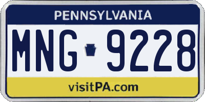 PA license plate MNG9228