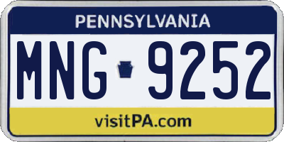 PA license plate MNG9252