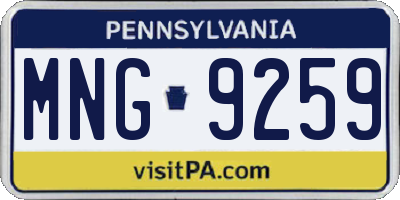 PA license plate MNG9259
