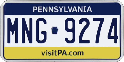 PA license plate MNG9274