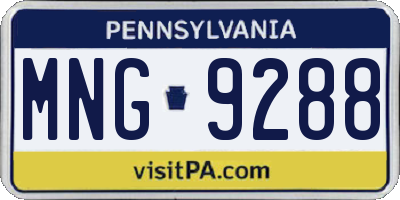PA license plate MNG9288