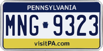 PA license plate MNG9323