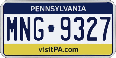 PA license plate MNG9327