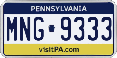PA license plate MNG9333