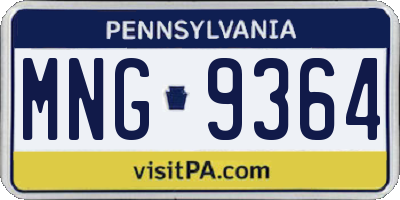 PA license plate MNG9364