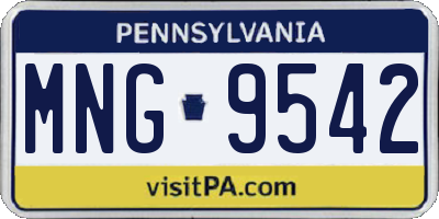 PA license plate MNG9542