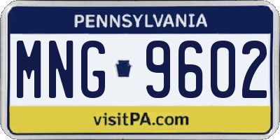 PA license plate MNG9602