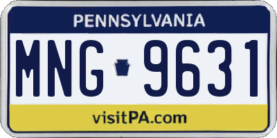 PA license plate MNG9631