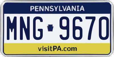 PA license plate MNG9670