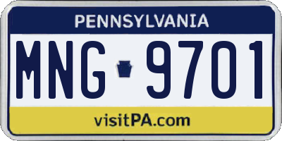 PA license plate MNG9701