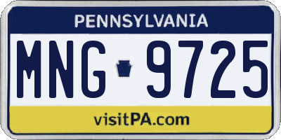 PA license plate MNG9725
