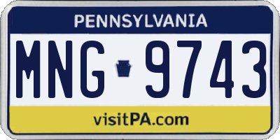 PA license plate MNG9743