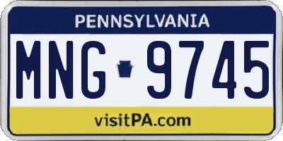 PA license plate MNG9745