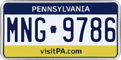 PA license plate MNG9786