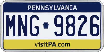 PA license plate MNG9826