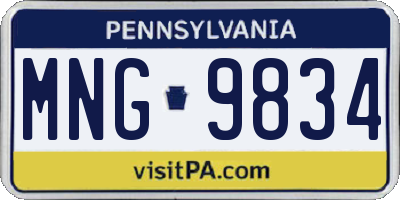 PA license plate MNG9834