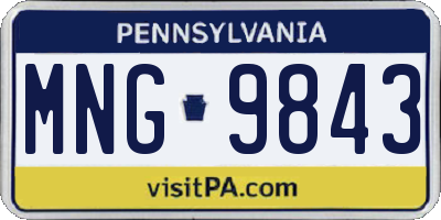 PA license plate MNG9843