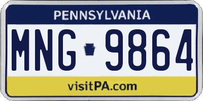 PA license plate MNG9864